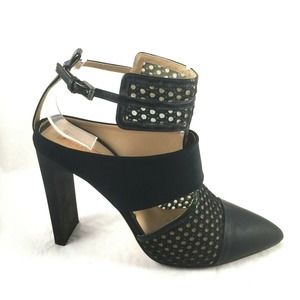 Reed Krakoff Pump Black Leather Bootie Mesh Block